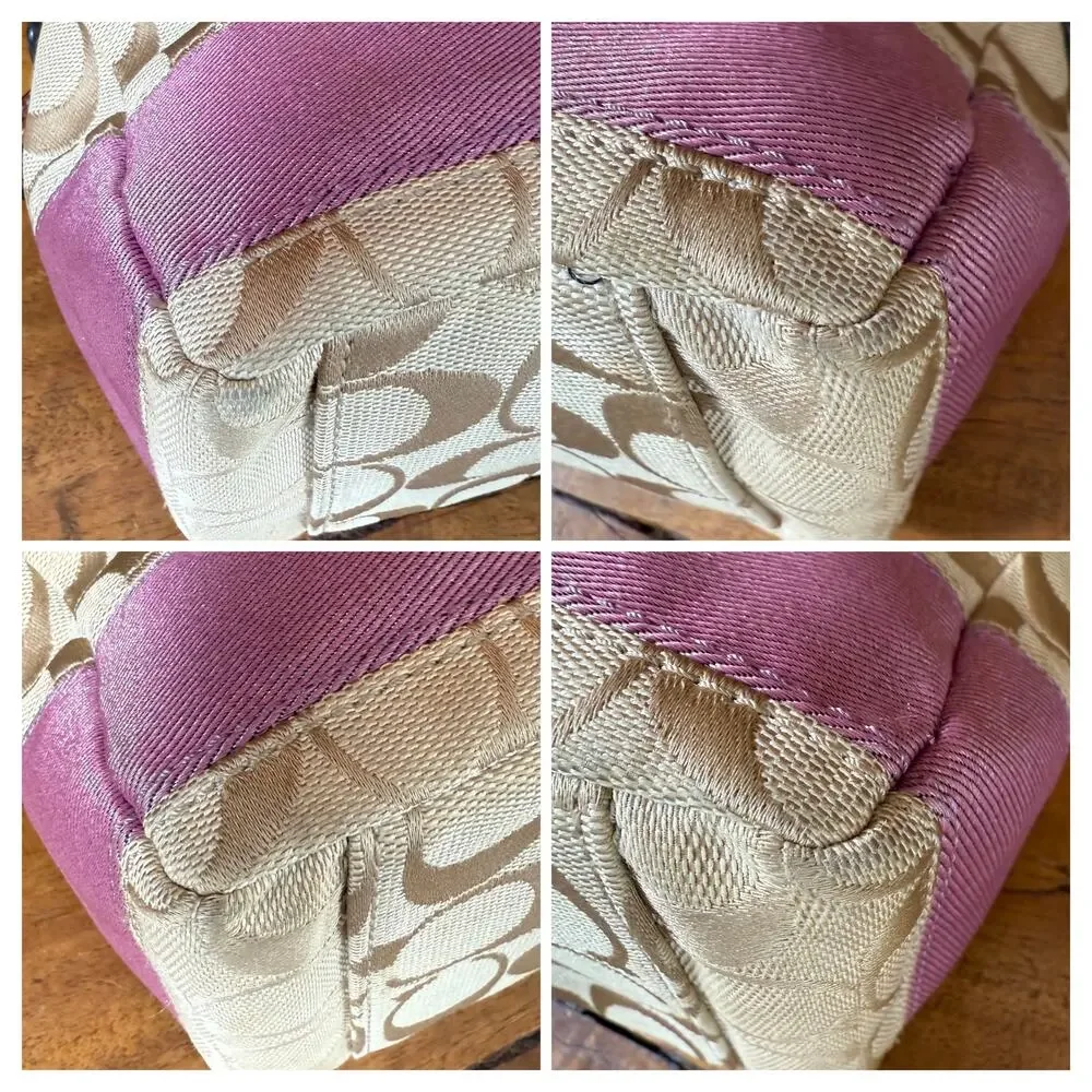 Vintage Y2K Coach Signature Stripe Lavender Mini Satchel Shoulder Bag Purse